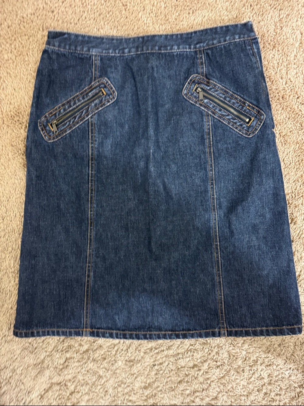 The Limited Y2K  Dark Blue Denim Skirt Zipper Pocket size 6 Retro Moto Classic